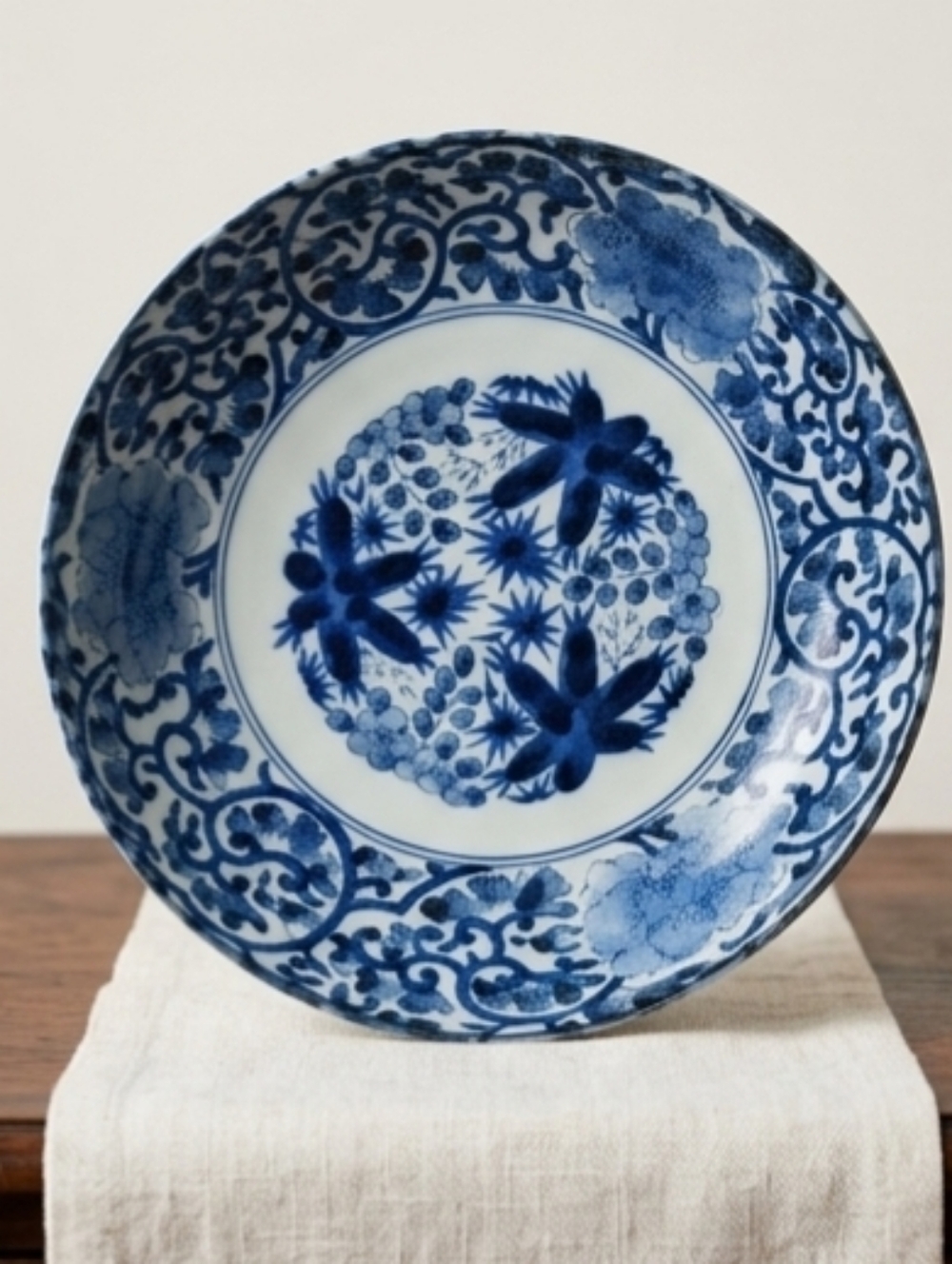 Japanese Indigo Kuresu Serving Bowl